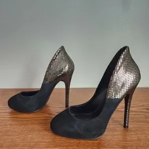 Aldo Shoes Aldo Leather Metallic Snakeskin Pumps Poshmark